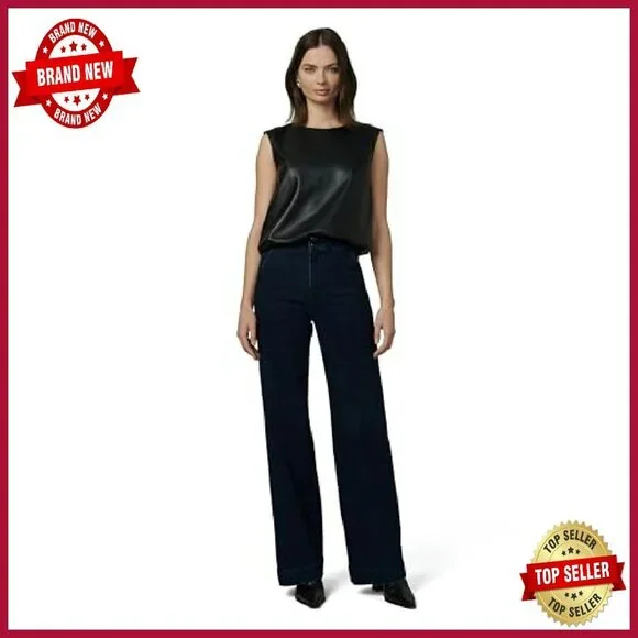 Vegan Leather Sleeveless Tee with Strong Shoulder Detailing and Bubble Hem